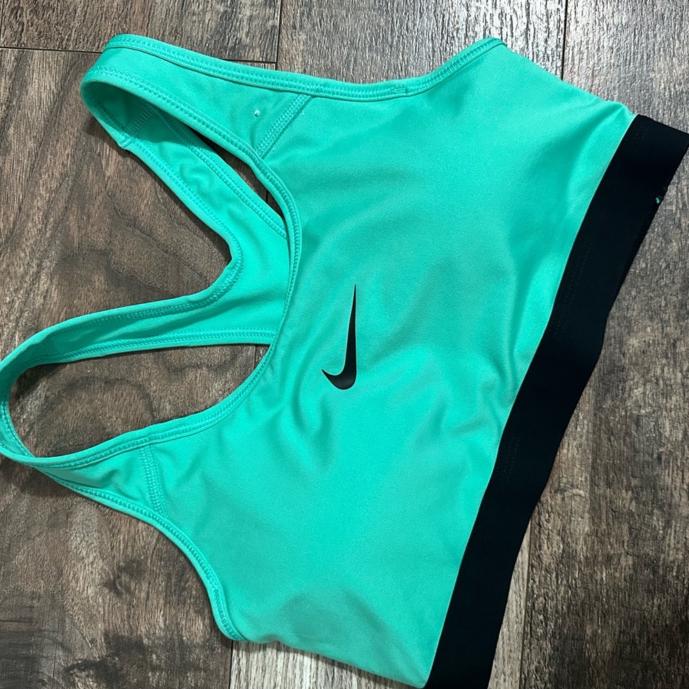 Nike Mint Green Sports Bra with Black Accents